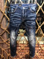 Wholesale 21s Mens jeans designer Ripped Skinny Trousers Moto biker hole Slim Fashion Brand Distressed ture Denim pants Hip hop Men D2 A222 ds quared2 ds quared d sq
