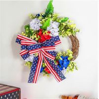 Wholesale Party Decoration Wreath Patriotic Independence Day For USA With Painted Wooden Back Home