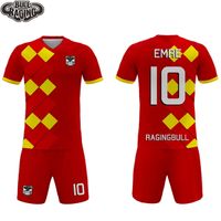 Wholesale Red Grid Design Custom Personal Sublimation Printing Soccer Uniform Soccer Jersey Short Sets Custommade Club Outfield Kits