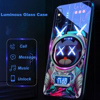 Wholesale LED Call Light Flash Up Glass Phone Case For iPhone Pro Max X Xr Xs Max Plus Smart Control Luminous Back Cover