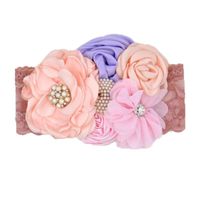 Wholesale Hair Accessories Children Rose Flower Elastic Headband Lace Pearl Rhinestone Party Headdress For Baby Girls Wedding Pography