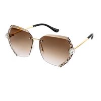 Wholesale Fashion Multilateral Diamond Sunglasses Irregular Cut Edge Eyeglasses Women Rhinestone Beach Sun Glass Outdoor Sport Eyewear