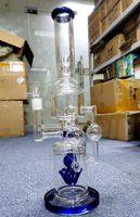 Wholesale Colored super glass bong Inches hookah tall heady thick water pipe inline perc dab oil rig bongs heavy big wax pink beaker pipes