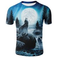 Wholesale Mens Tee d t Shirt Summer Wolf Animal Printing Short Sleeve T Shirt Blouse Tops Male Funny T Shirts D Animal t Shirt Plus Size