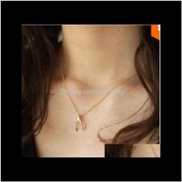 Wholesale Chokers Pendants Jewelry Wishing Bone Gold Sier Filled Good Luck Pendant Choker Party Gift Idea Delicate Womens Simple Necklaces Drop Del
