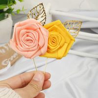 Wholesale Decorative Flowers Wreaths Wedding Groom Groomsmen Boutonniere Handmade Ribbon Rose Party Prom Fashion Man Suit Buttonhole Brooch