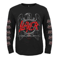 Wholesale Men s T Shirts designs Slayer band SKull Punk Rock rocker men women full long sleeves shirt heavy thrash metal black tee fitness FT6D AT0D