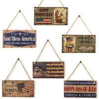 Wholesale Decor Home Hanging Wooden Signs Family Wood Wall Plaque Art Decoration for American Independence Day