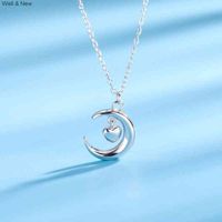 Wholesale S925 Sterling Silver Love Moon Necklace Women s Fashion Korean Version Versatile Collarbone Chain Jewelry Factory for lady
