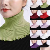 Wholesale Scarves Wraps Hats Gloves Fashion Accessories Womens High Neck Scarf Artificial Rib Neckline Winter Color Removable Windbreaker S7B2