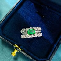 Wholesale Cluster Rings Vintage ct Emerald Diamond Cz Ring Original Sterling Silver Engagement Wedding Band For Women Bridal Jewelry