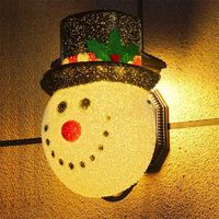Discount wall fit Christmas Decorations Snowman Porch Light Cover Year 2021 Wall Lamp Lampshade Fits Standard Outdoor Decor