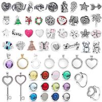 Wholesale 2021 New Popular Sterling Silver ring Flower Heart Love Floating Locket Fit Diy Necklace Ring Original Jewelry for Women