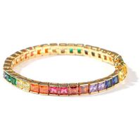 Wholesale 5MM Square Diamond Bangle Tennis Bracelet Colorful Cubic Zirconia Bracelets for Men Women Hip Hop Jewelry CM
