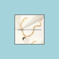 Wholesale Bangle Bracelets Jewelry Colors K Gold Plated Figaro Chain Crystal Heart Charm Bracelet Zircon For Women Girl Drop Delivery Ykus8