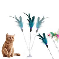Wholesale Cat Toy Stick Feather Wand With Bell Mouse Cage Plastic Artificial Colorful Cat Teaser Toys Pet Supplies Random Color T2I52735