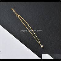 Wholesale Anklets Drop Delivery Lily K Gold Filled Real Pearl Anklet Leg Bracelet For Women Beach Ankle Chain Jewelry Gift F1219 Gw8Re