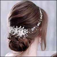Wholesale Jewelrytrendy Flowers Pearl Crystal Headband Band Bridal Aessories Headpiece Women Wedding Hair Jewelry Handmade Drop Delivery D1Sn
