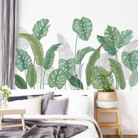Wholesale Wall Stickers Monstera Deliciosa Japanese Banana Leaf Green Plant Nordic Style Fresh Bedroom Living Room Warm Self Adhesive