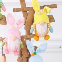 Wholesale Easter Rabbit Gnome Old Man Doll Party Supplies Plush Rabbits Ears Figurine Ornaments Colorful Dwarf Dolls Elf Kid Gift RRE11142