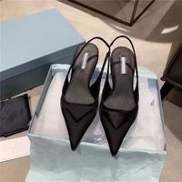 Wholesale 2021 latest fashion Sandals luxury designer brand pointed toe women leather original model P da real cowhide pump high heel dress