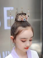 Wholesale Children hanfu tiara ancient style Princess tassel hair crown girl ancient costume fairy fengguan birthday step shake head crown