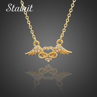 Wholesale Pendant Necklaces Trendy Angle Wing Necklace For Women Unlimited Heart Gold Color Rhinestones Jewelry Girlfriend Gift