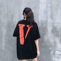 Wholesale T shirt Top lone short sleeve co friends black classic orange big V loose Edison Chen Co branded T shirt for men and women
