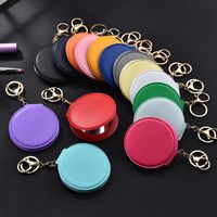Wholesale Mirrors Keychain Mirror Foldable Makeup PU Leather Key Ring Purse Pendant Handbag Charm W0188