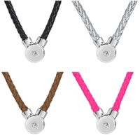 Wholesale New Fashion Snap button Necklace PU Leather Snap Pendant Necklace fit mm Snap Jewelry Magnet Clasp Pendant Necklaces ZG529 Y0301
