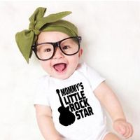Wholesale Rompers Funny Mommy s Little Rock Star Baby Boys Clothes Jumpsuits Cotton Born Toddler Girls Shower Gifts
