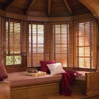 Discount window shutters Blinds Wooden Window Shutter Ladder Tape Eco-friendly Sun Shades Brown Venetian For Tearoom Store Home Living Room