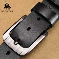 Wholesale NO ONEPAUL genuine leather men belts fashion business for male luxury designer cowskin jeans Buckle blets