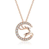 Wholesale S925 Clavical ins style Milu deer design tredy coin necklace for Christmas with gold plated