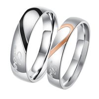 Wholesale Cluster Rings His And Her Stainless Steel Heart Shape Matching Set Real Love Couples Wedding Band For Men Women Jewelry
