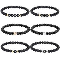 Wholesale Creative Acrylic MAMA MOM Letter Charms Bracelet Fashion mm Black Agate Beaded Bracelets for Women Mothers Day Gifts