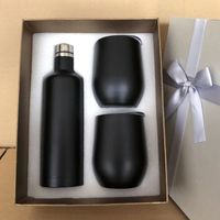 Wholesale 750ml Sublimation Glitter Wine Tumbler Glass Set Gift Package Stainless Steel Bottle With two oz cups
