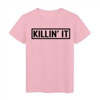 Wholesale Aesthetic Rock Style And Women Men T Shirt Killin It Black Letters Design Friends Pink Top Clothing