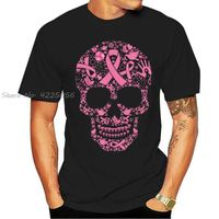 Wholesale Tattoo Skull Tops Tee t Shirt Breast Cancer Awareness Black for Women T shirt Print Men Cotton Tshirt Tees Streetwear