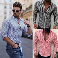 Wholesale Men s T Shirts Fashion Luxury Stylish Slim Fit Business Casual Shirt est Sprint Autumn Simple Stripe Long Sleeve Shirts Tops VJX