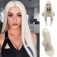 Wholesale Synthetic Wigs Lace Front Wig White Blonde Long Sraight Frontal Glueless Cosplay HD Transparent Hair For Black Women