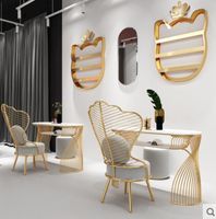 Wholesale Nordic Net Red Marble Manicure Table Beauty Salon Single Double Chair Set Simple Modern Hooks Rails