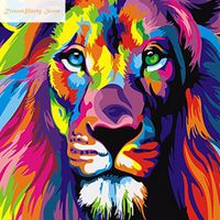 Wholesale Paintings Frameless Colorful Lion Animals Abstract Painting Diy Digital By Numbers Modern Wall Art Picture For Home Artwork