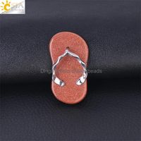 Wholesale Charms Chakra Without Chain Chakrabeads Jewelry Ladies Natural Stone Beach Small Slippers Pendant Crystal Couple Necklace jllDgK
