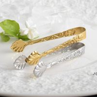 Wholesale American Embossed rose Ice clip Kitchen Tools stainless steel small coffee shop sugar clips food RRD11870