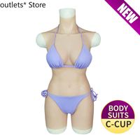 Wholesale Women s Shapers Short Version Silicone Breast Forms C Cup Boobs Whole Body Suits For Drag Queen Crossdresser Shemale