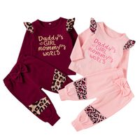 Wholesale Clothing Sets Baby Girl Fall Clothes Long Sleeve Crew Neck Ruffle Tops Pants Headband Set