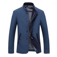 Wholesale Men s Jackets Brand Bomber Jacket Army Uniform Men Stand Collar Multi pockets Autumn Coats Plus Size XL Blue