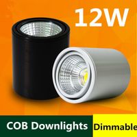 Wholesale Bulbs LED Surface Mounted Downlight COB12w Ceiling Spotlights Backdrop Lights Without Opening Round Black And White Dimmable