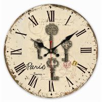 Wholesale Art Paint Wall Clocks Paris El Watches Farmhouse Vintage Wood Clock Large French Sweet Home Key